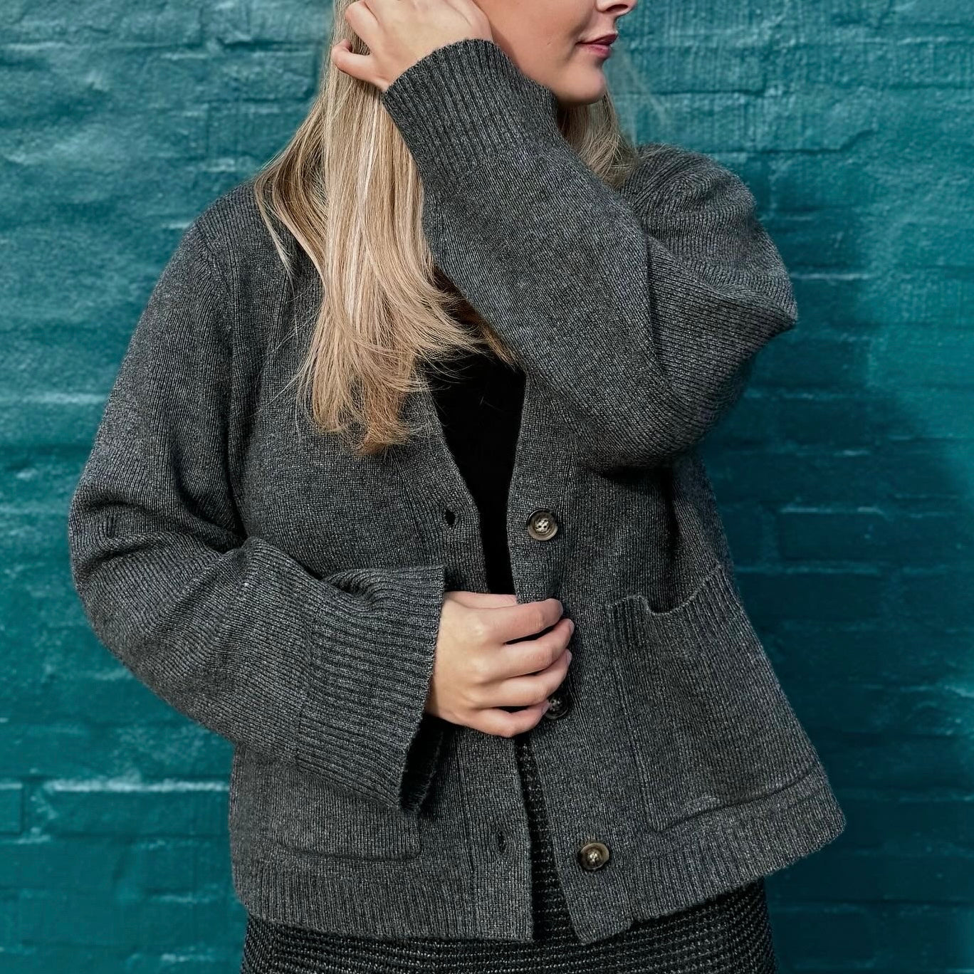 MBYM - CARDIGAN - RAHMA PACARI - CHARCOAL MELANGE