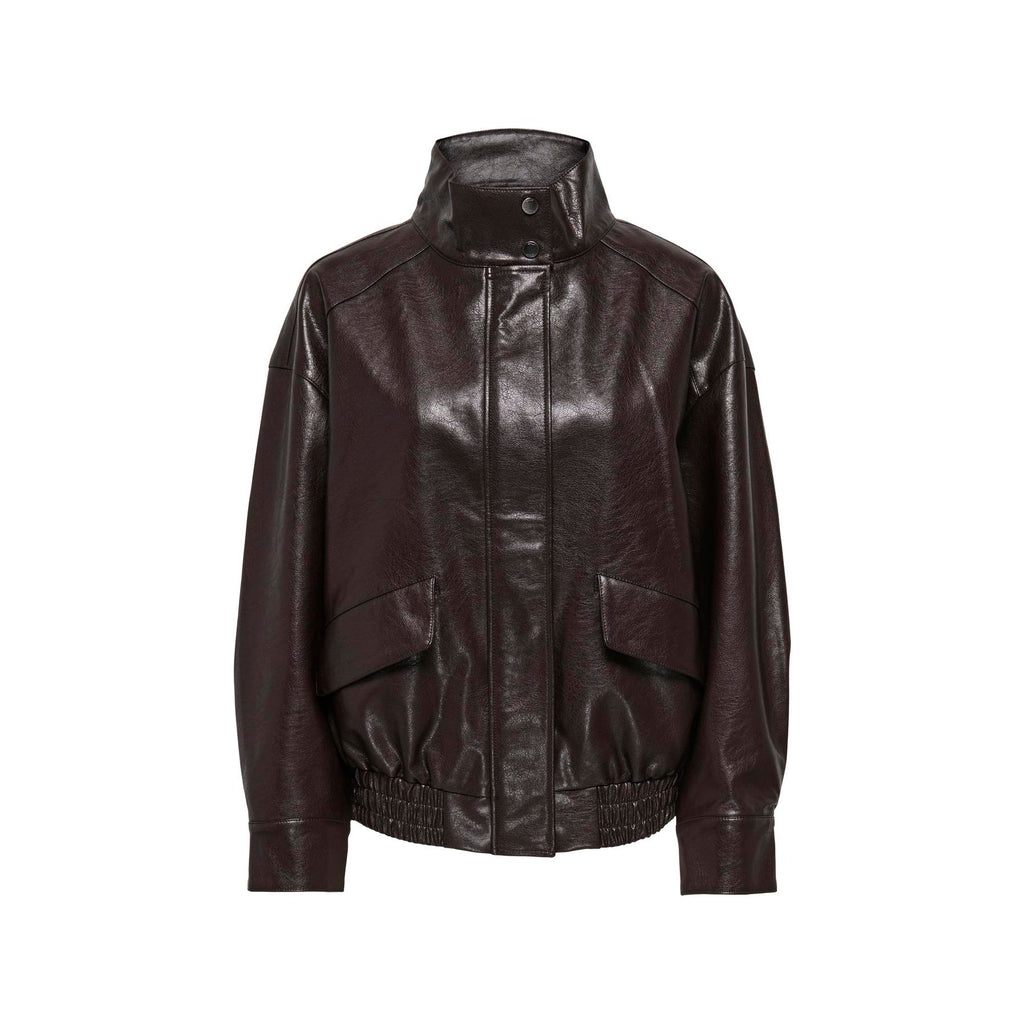 ONLY - BOMBERJAKKE - JULIA FAUX LEATHER 15373024 - CHOCOLATE TORTE