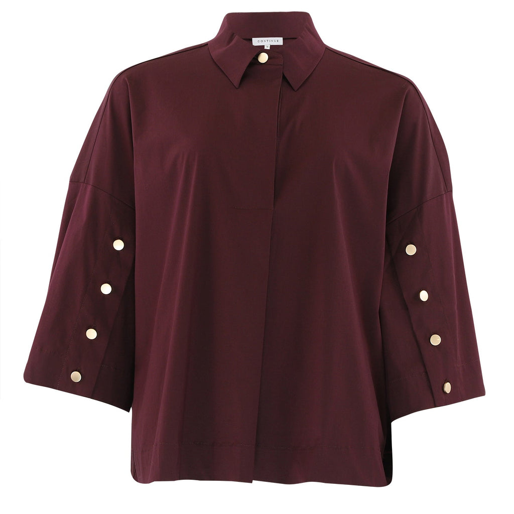 CONTINUE - SKJORTE - KLARA 15039 - BORDEAUX/GOLD BUTTONS