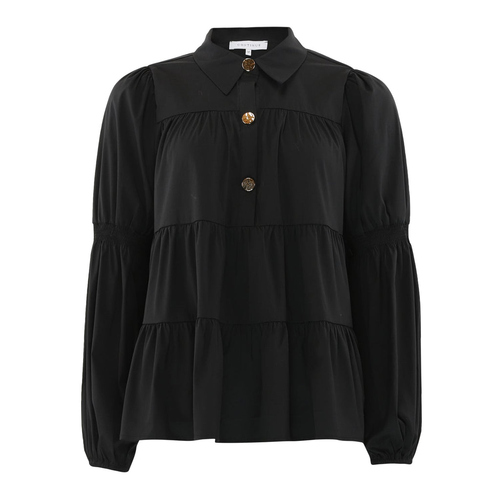 CONTINUE - SKJORTE - SANNA GOLD BUTTONS 15085 - SORT