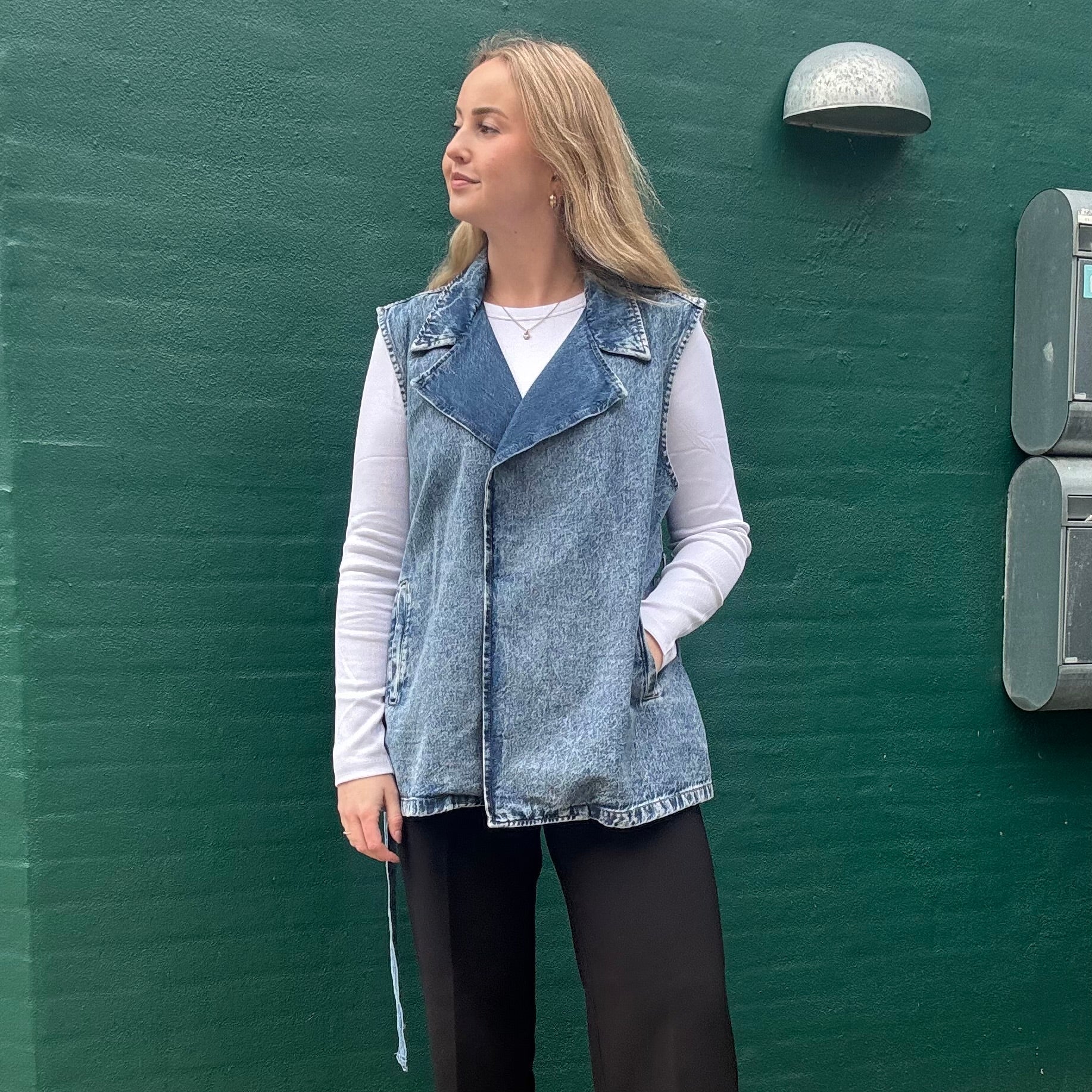 PIECES - VEST - SABINE 17155890 - MEDIUM BLUE DENIM