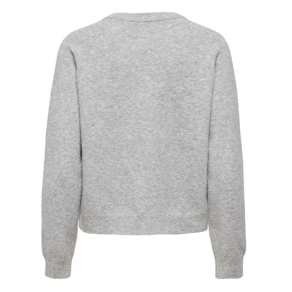 ONLY - CARDIGAN - HONEY 15370673 - LIGHT GREY MELANGE/SILVER BOW BUTTONS
