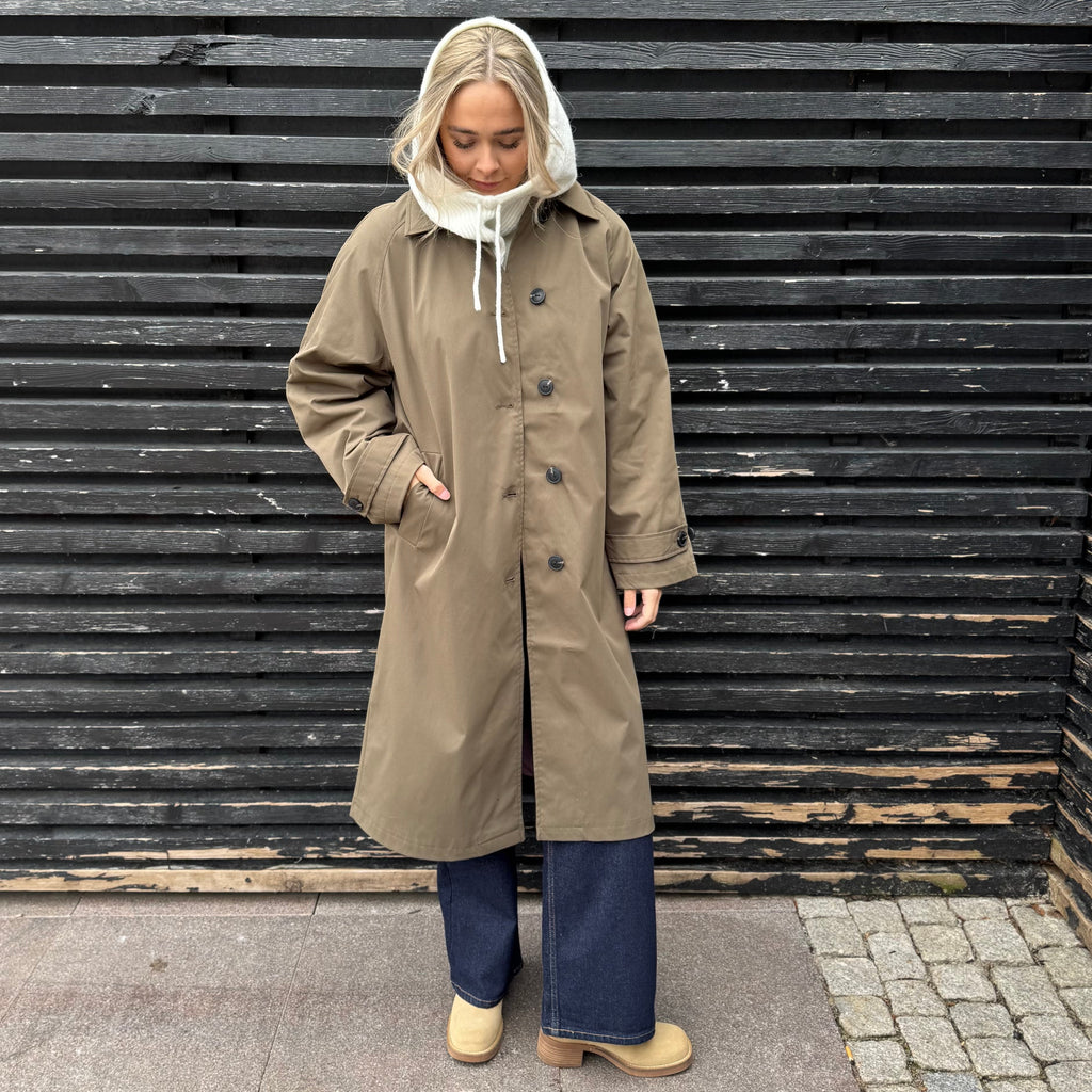ONLY - TRENCHCOAT - EJA ORCHID BUTTON 15336403 - STONE GRAY DETAIL