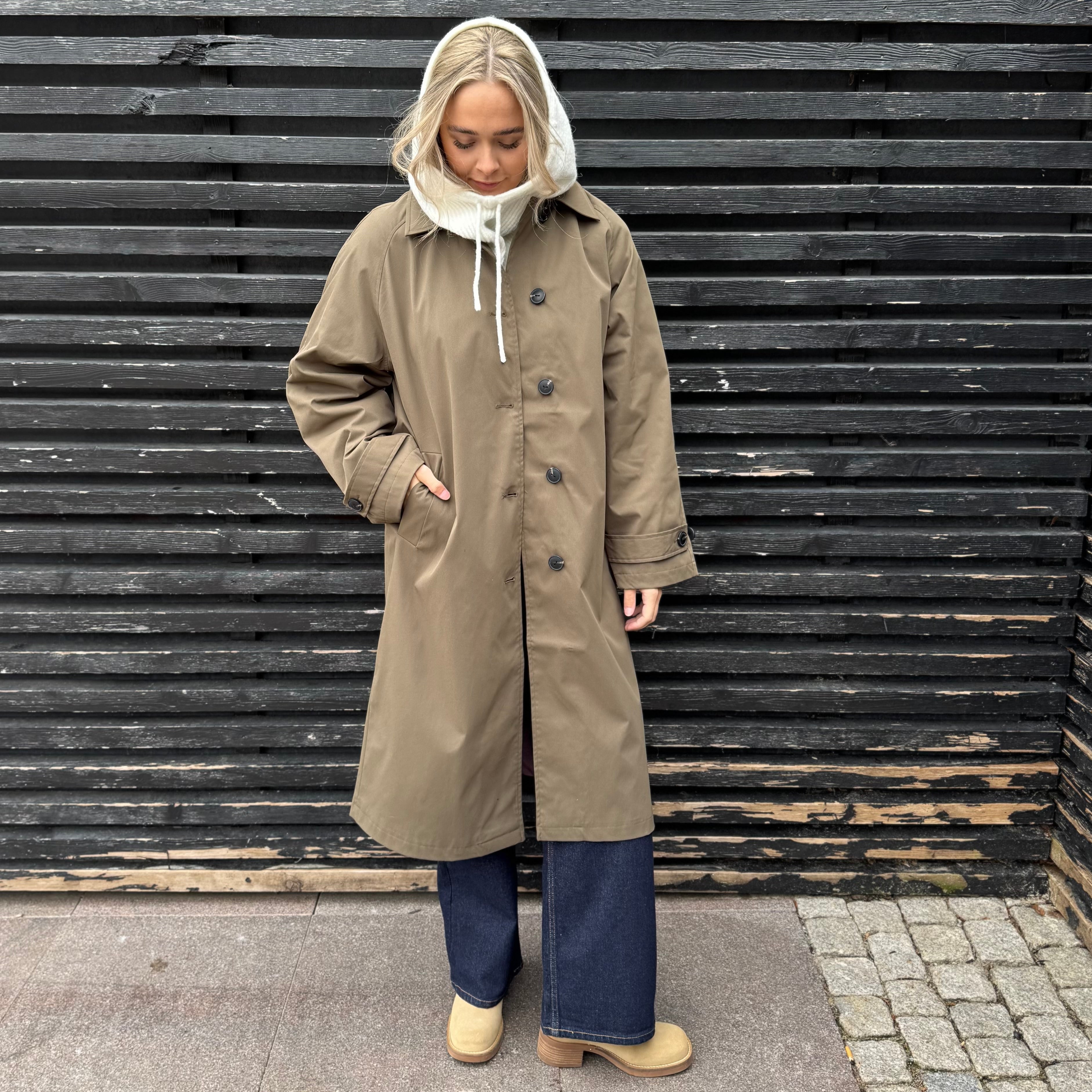 ONLY - TRENCHCOAT - EJA ORCHID BUTTON 15336403 - STONE GRAY DETAIL