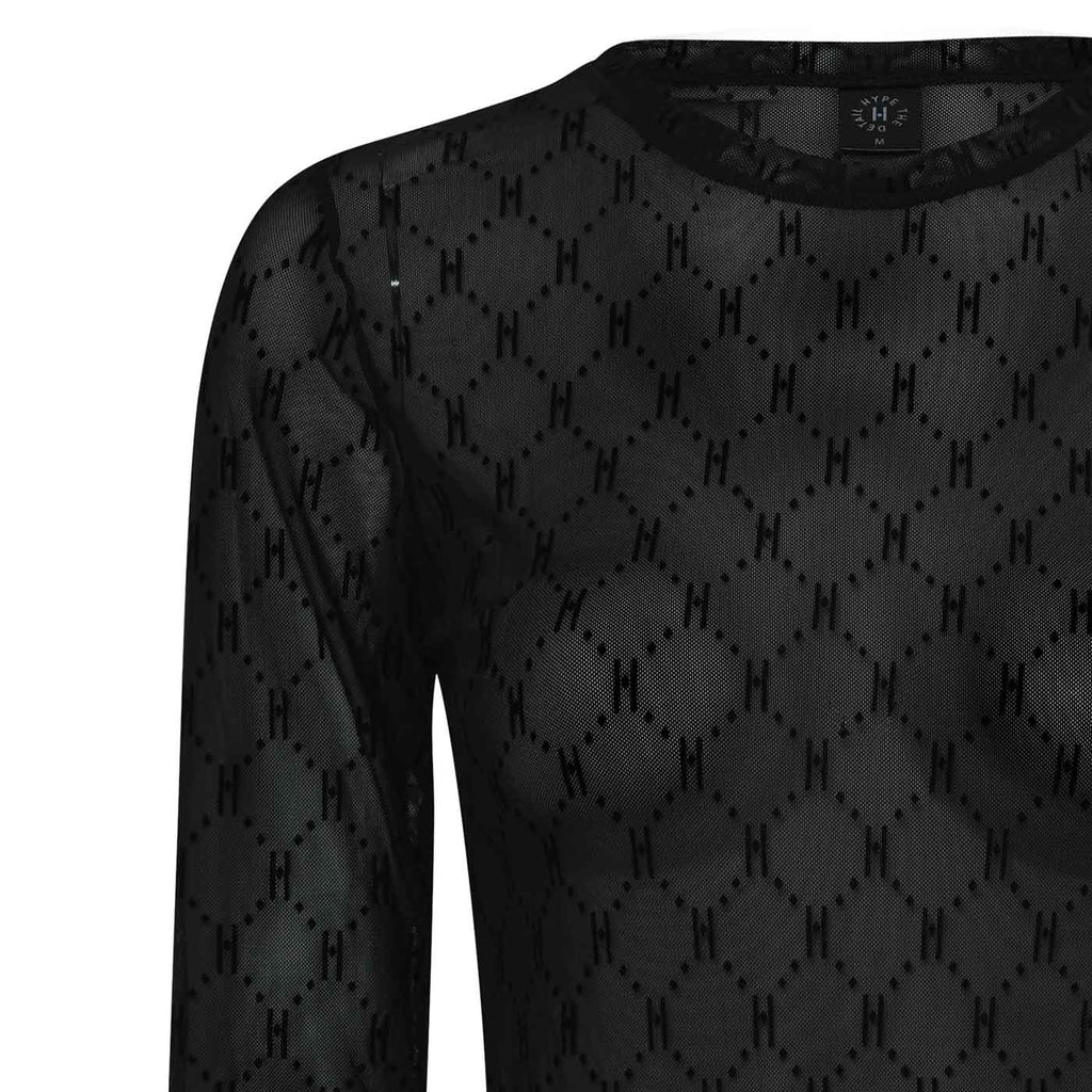 HYPE THE DETAIL - MESH BLUSE - 300-14-9 - SORT