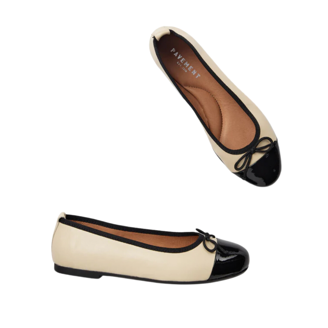 PAVEMENT - BALLERINASKO - LUCY 23171 - BEIGE/SORT PATENT