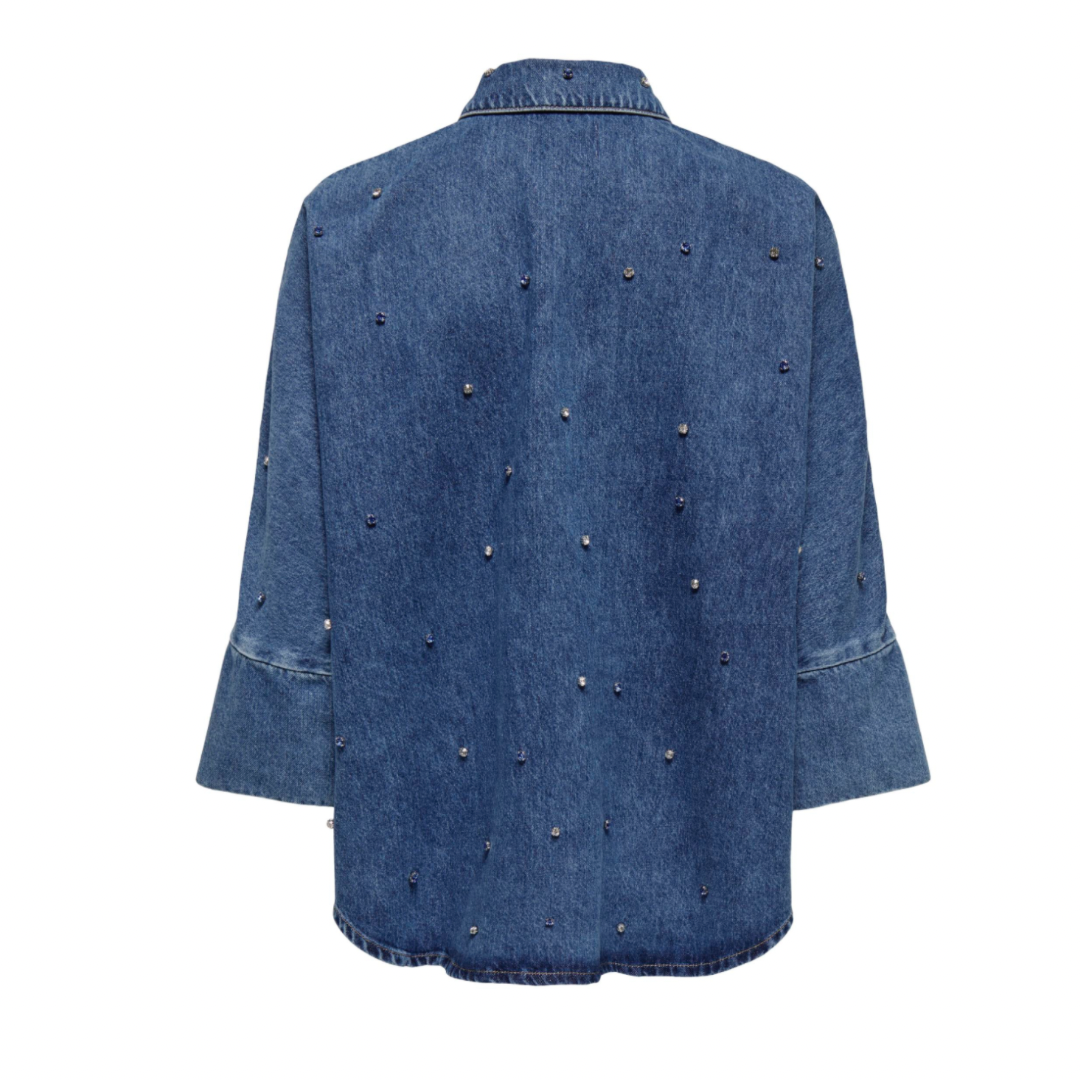 ONLY - DENIM SKJORTE - GRACE RHINESTONE - 15307936 - DENIM
