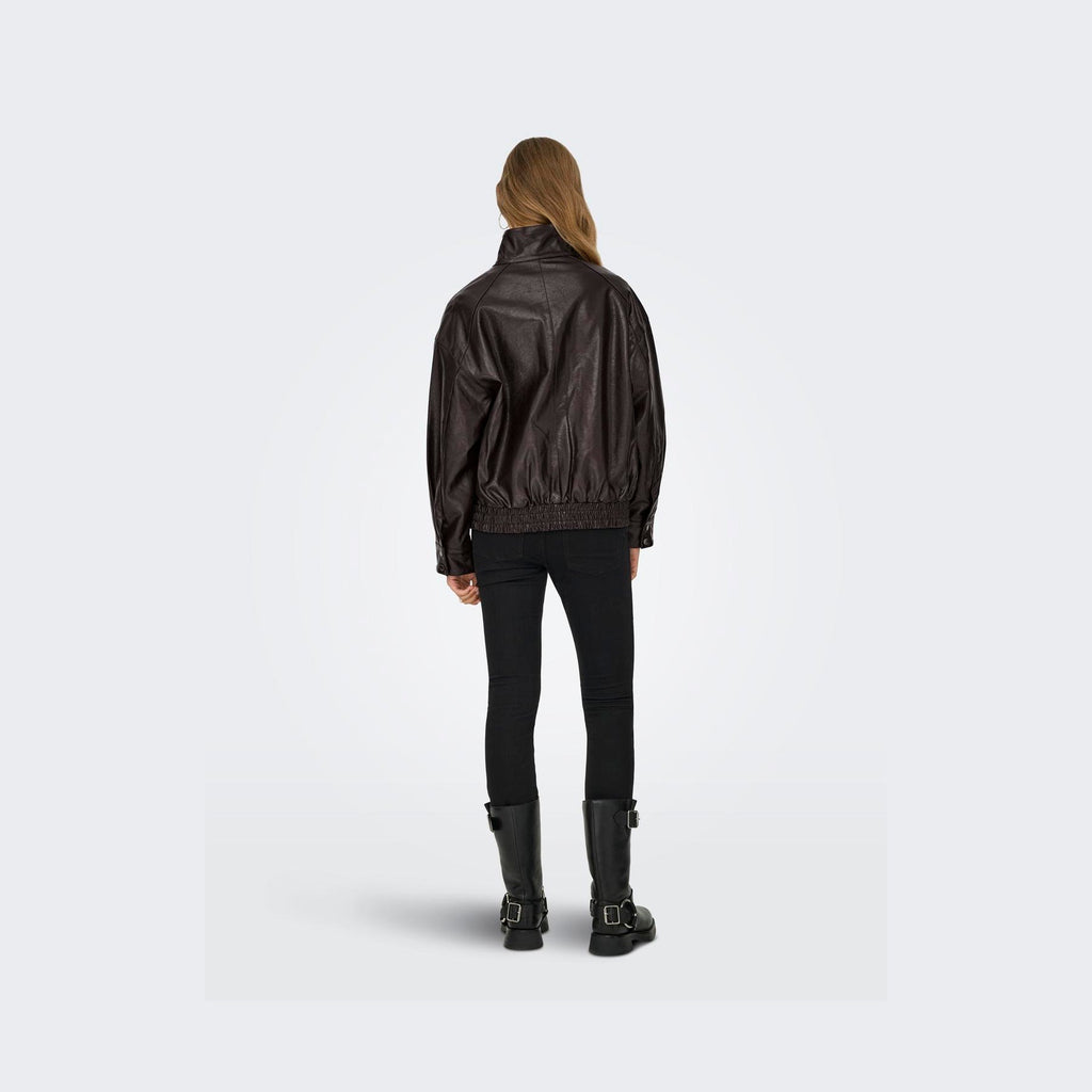 ONLY - BOMBERJAKKE - JULIA FAUX LEATHER 15373024 - CHOCOLATE TORTE