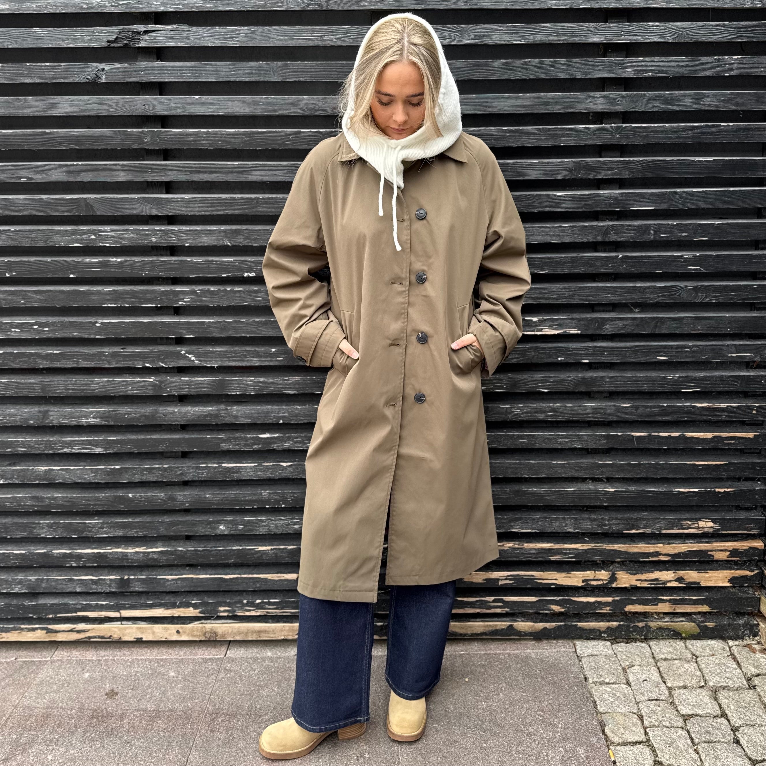 ONLY - TRENCHCOAT - EJA ORCHID BUTTON 15336403 - STONE GRAY DETAIL