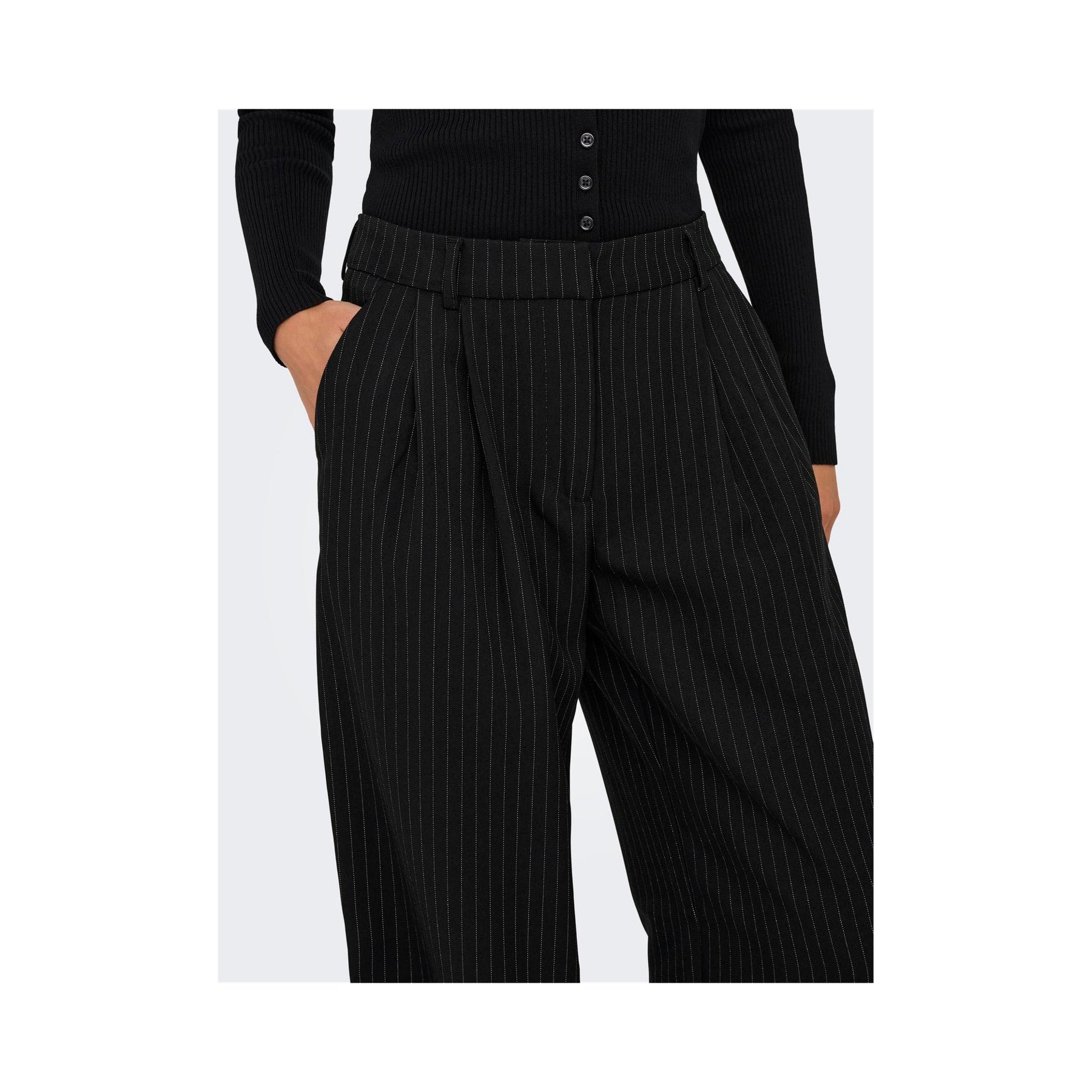 ONLY - BUKS - REINA PLEAT 15349616 - BLACK/CLOUD DANCER PINSTRIPES