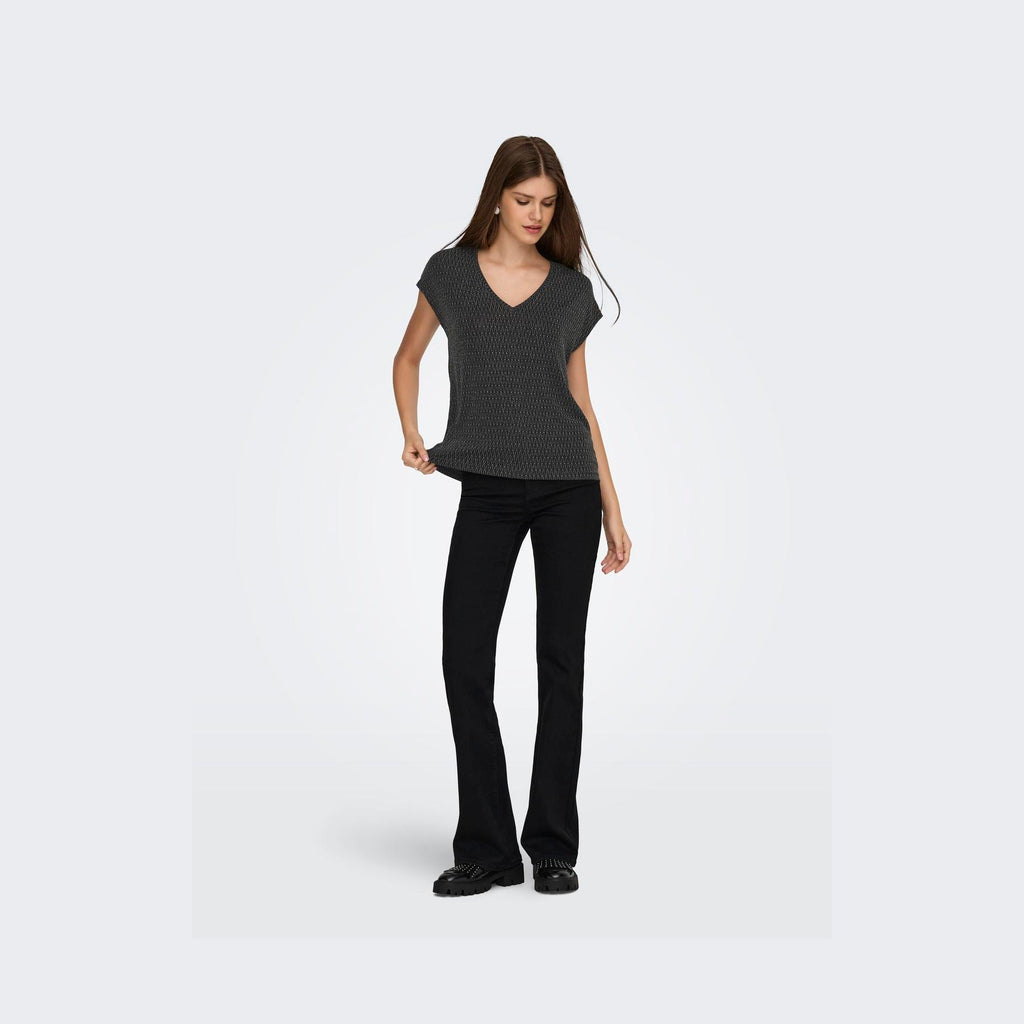 ONLY - TOP - CAROL 15360960 - BLACK/HARLEKIN GLITTER