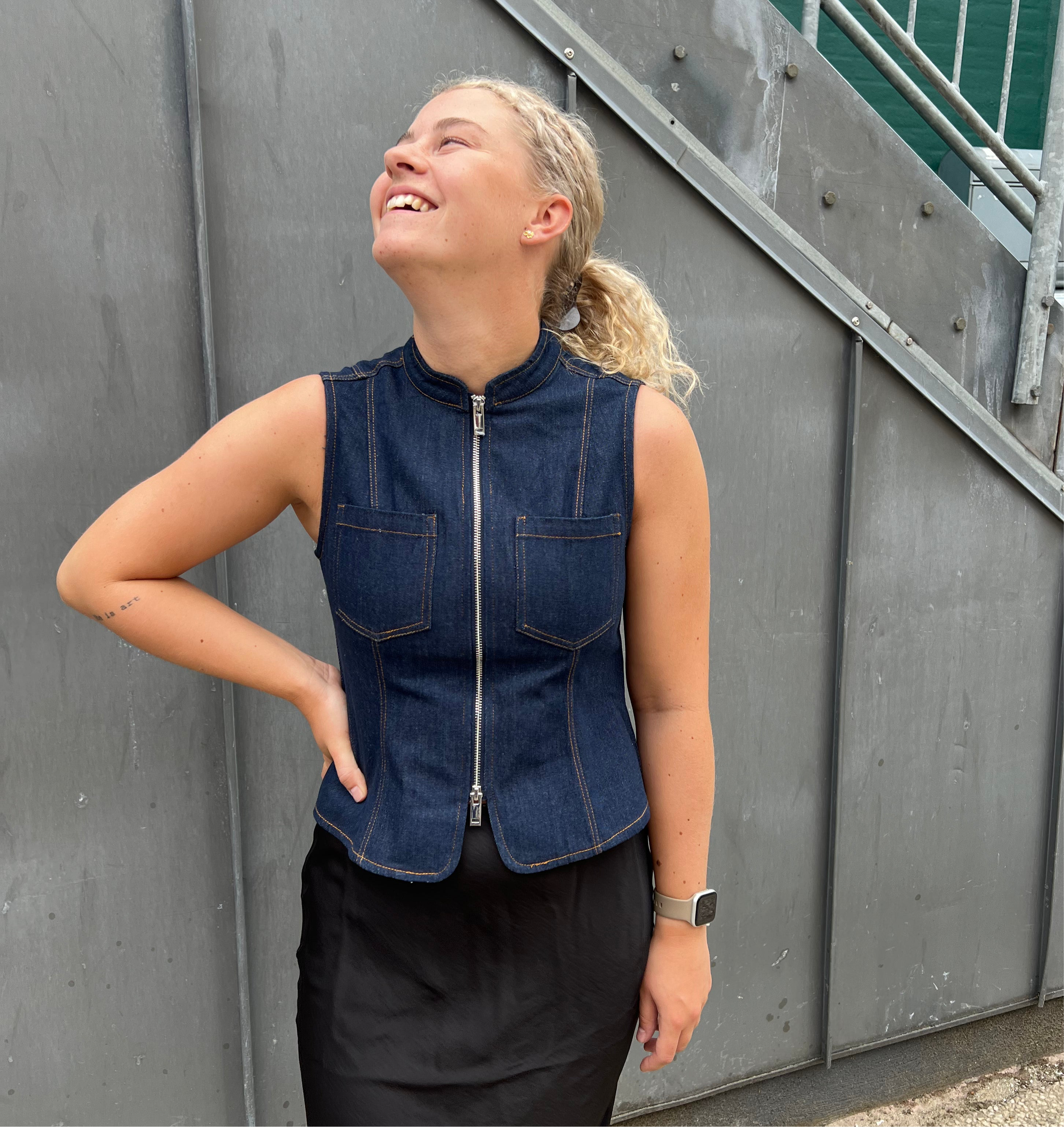 GLOBAL FUNK - TOP - WALEWU PILUE - DARK UNWASHED DENIM