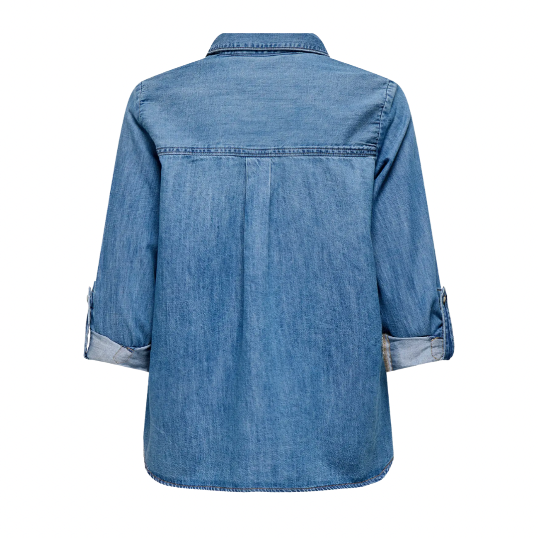 ONLY - SKJORTE - YASMIN 15361370 - MEDIUM BLUE DENIM