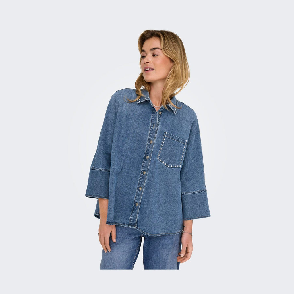 ONLY - SKJORTE - GRACE 15338585 - MEDIUM BLUE DENIM