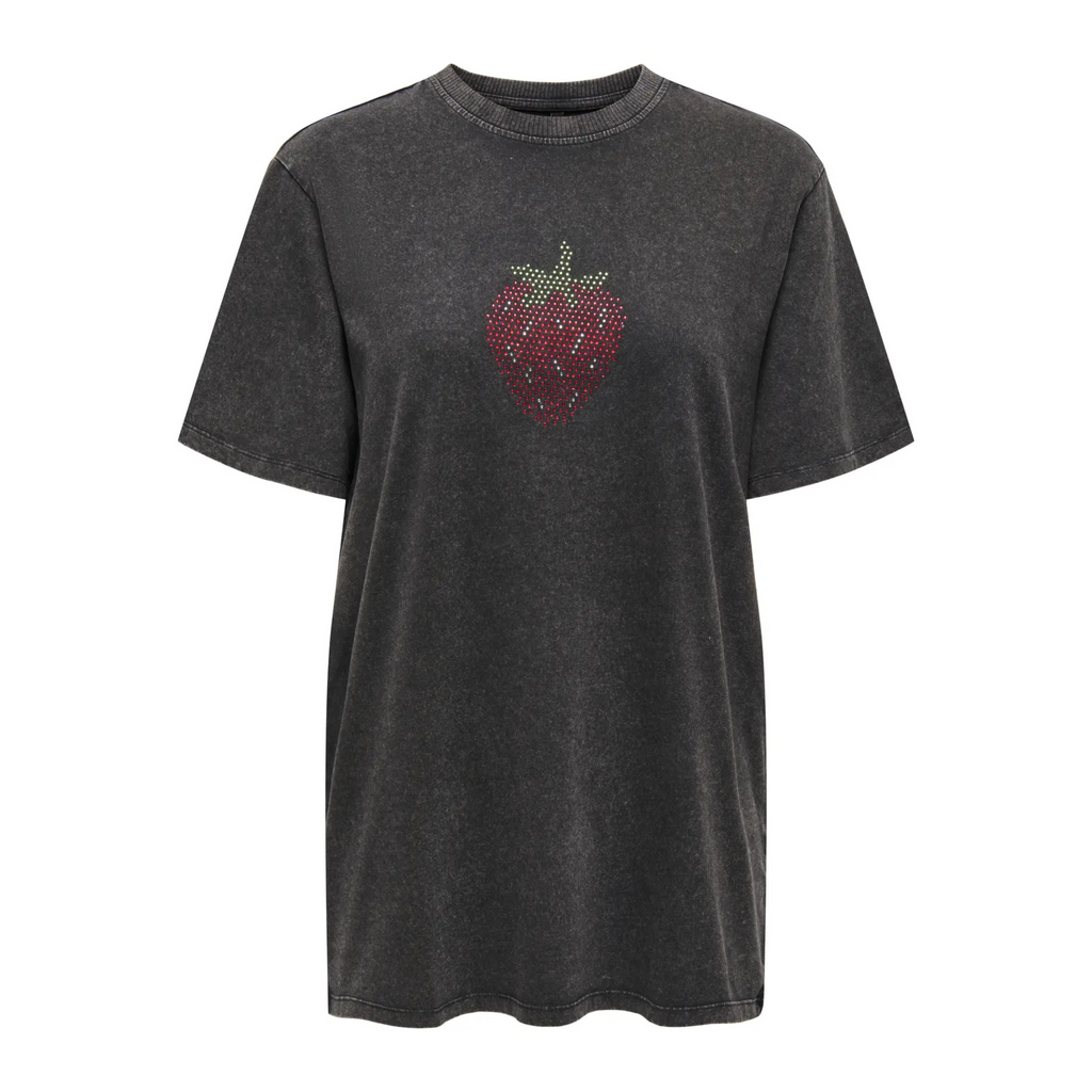 ONLY - T-SHIRT - WENDY 15350545 - BLACK/WASHED STRAWBERRY
