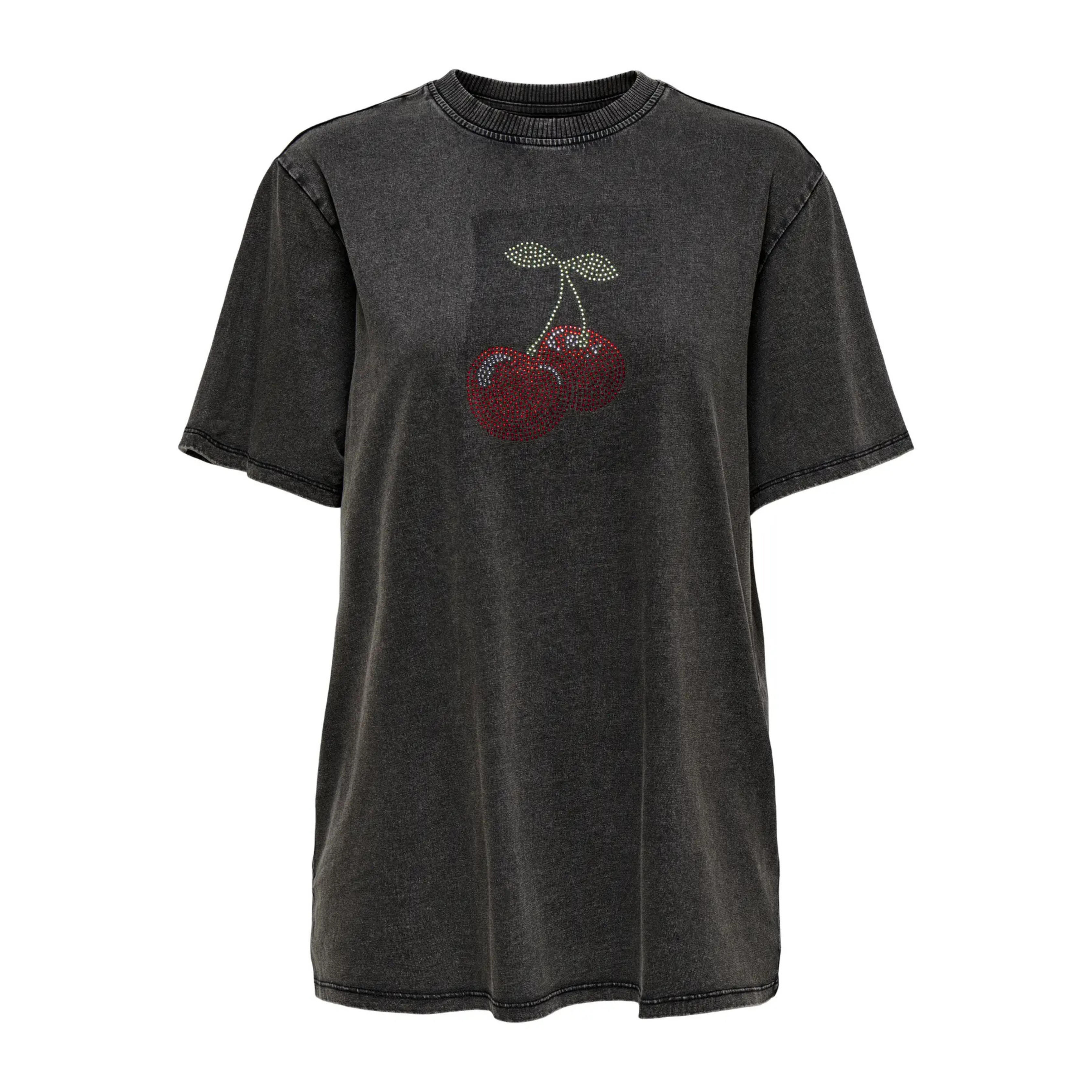 ONLY - T-SHIRT - WENDY 15350545 - BLACK/WASHED CHERRY