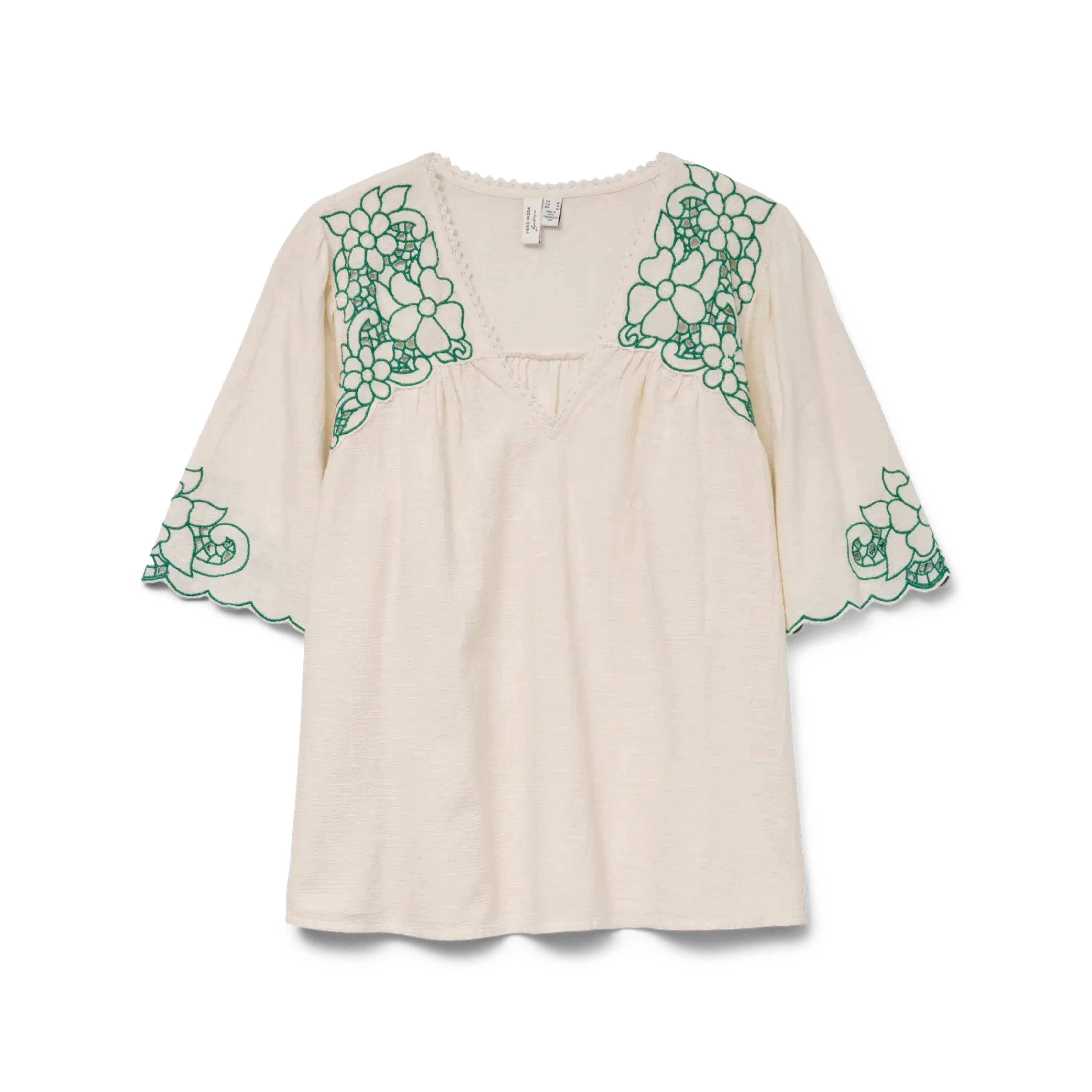 VERO MODA - BLUSE - BRIDGET 10326544 - BIRCH/BOSPHORUS EMBROIDERY