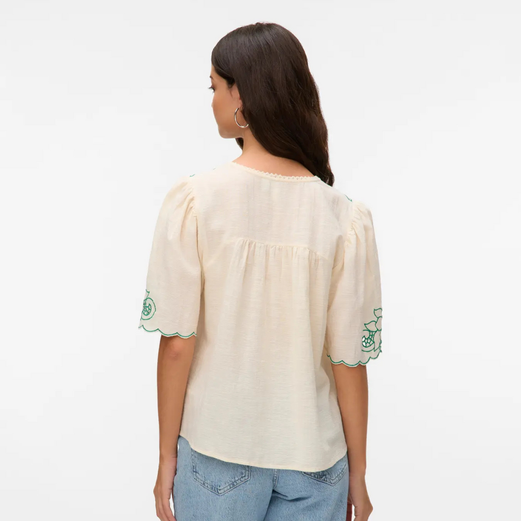 VERO MODA - BLUSE - BRIDGET 10326544 - BIRCH/BOSPHORUS EMBROIDERY