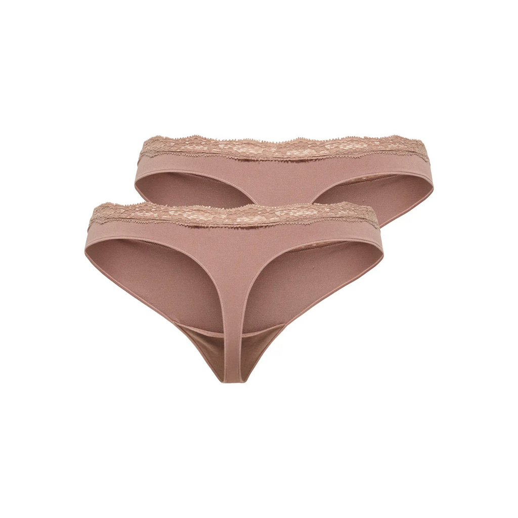 ONLY - 2-PAK G-STRENG - VICKY LACE 15354513 - COGNAC