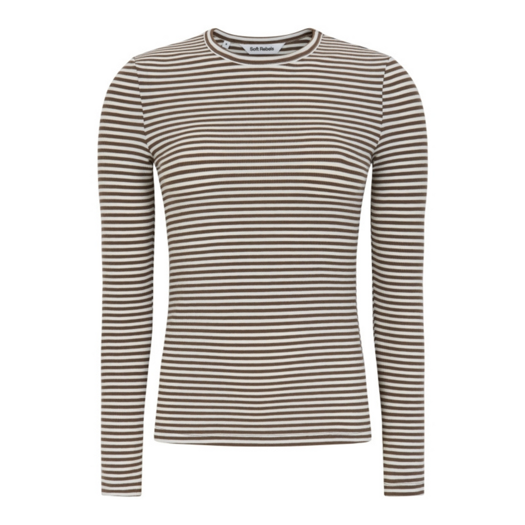 SOFT REBELS - BLUSE - FENJA SR124-303 - COFFEE QUARTZ STRIPE