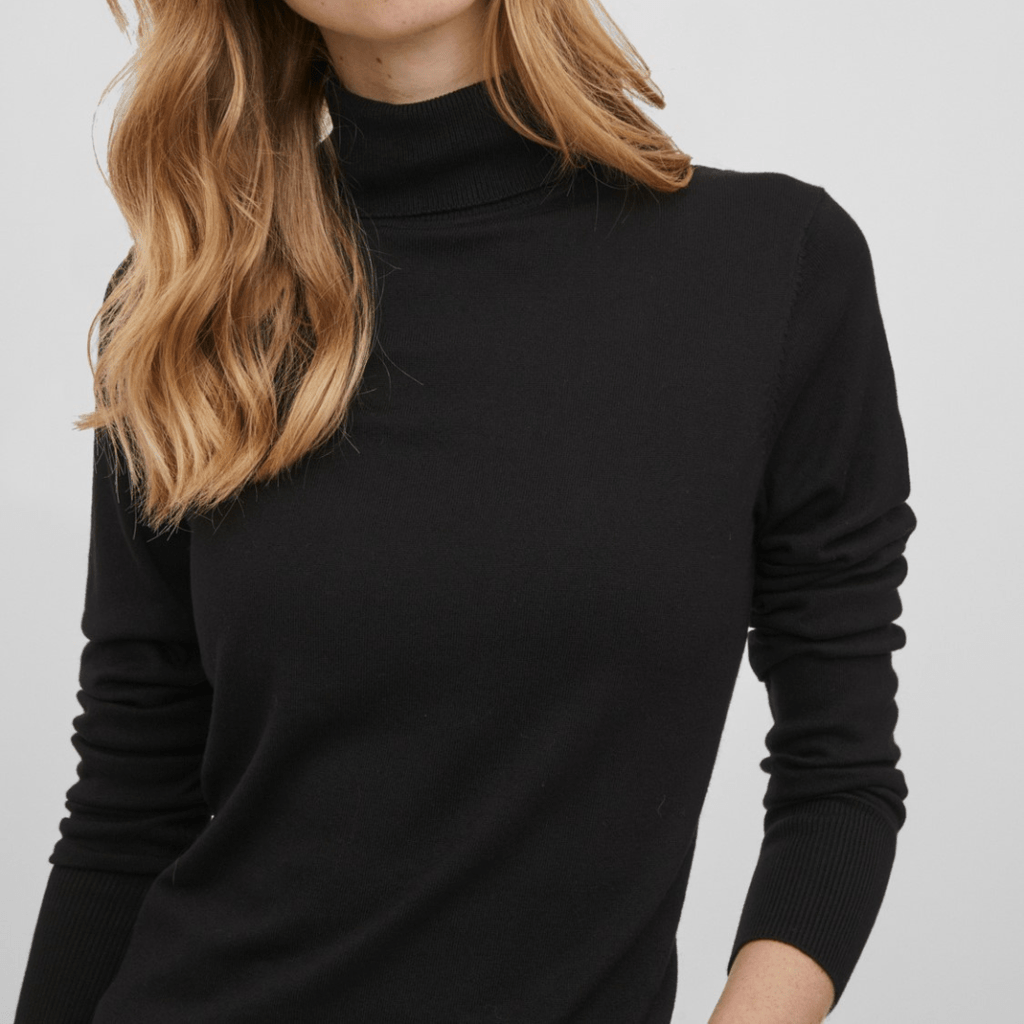 VILA - BLUSE - JENEVE ROLLNECK 14077843 - SORT