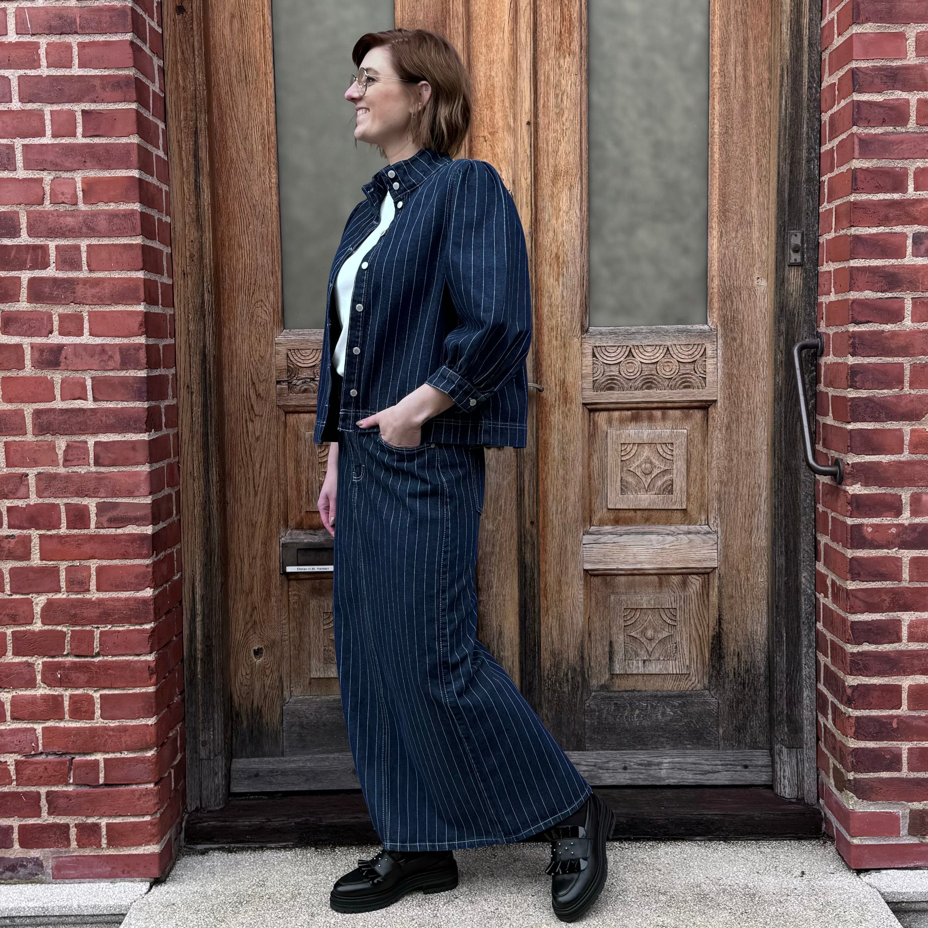 GLOBAL FUNK - DENIM NEDERDEL - JOANCE 60029207 - NAVY PINSTRIPE