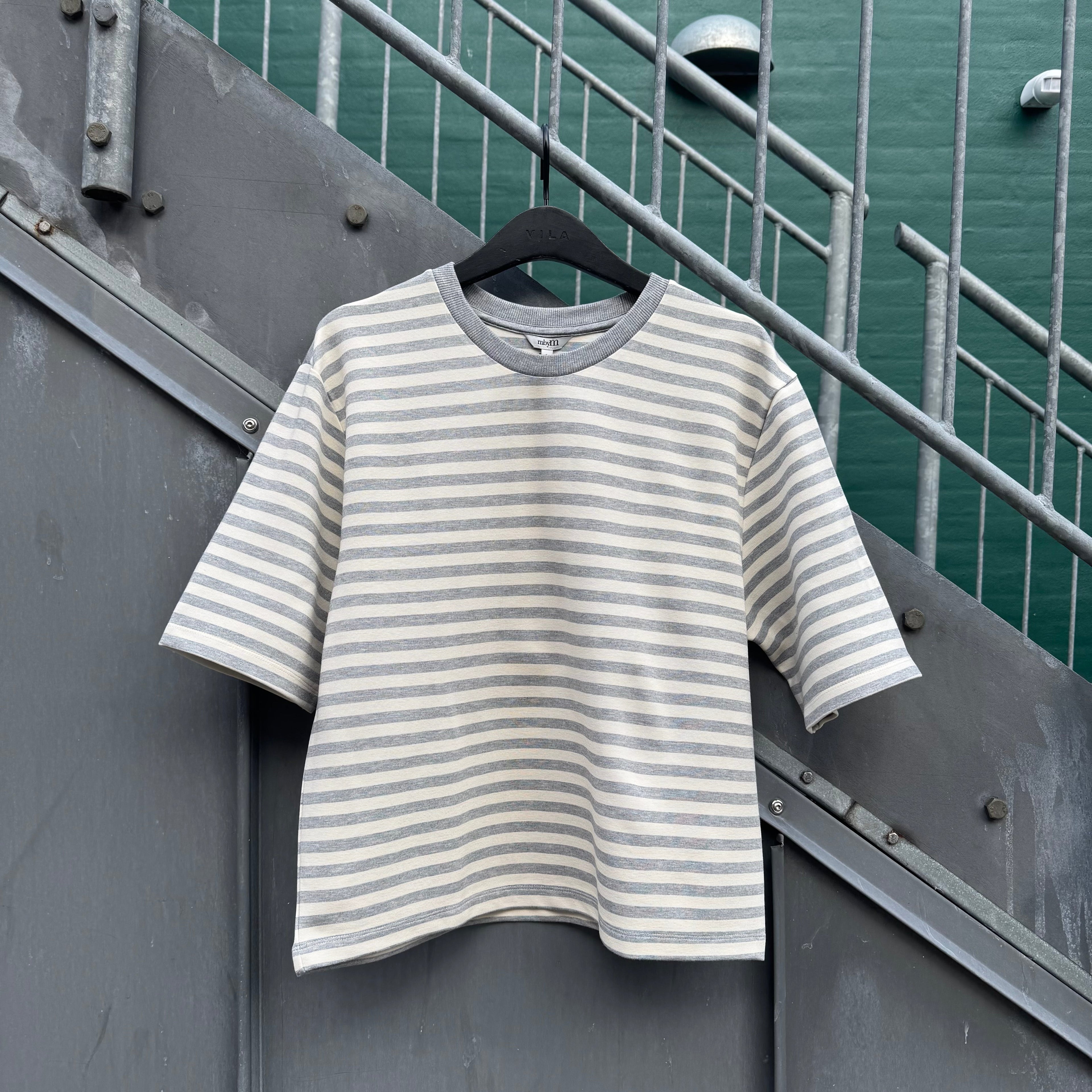 MBYM - T-SHIRT - EMRYS 56589020 - GREY MEL/SUGAR STRIPE