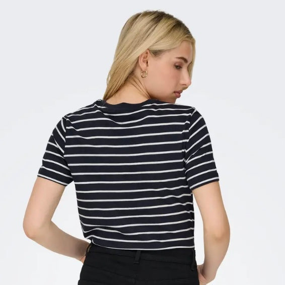 ONLY - T-SHIRT - LIVA 15353397 - NIGHT SKY STRIPES/CLOUD DANCER
