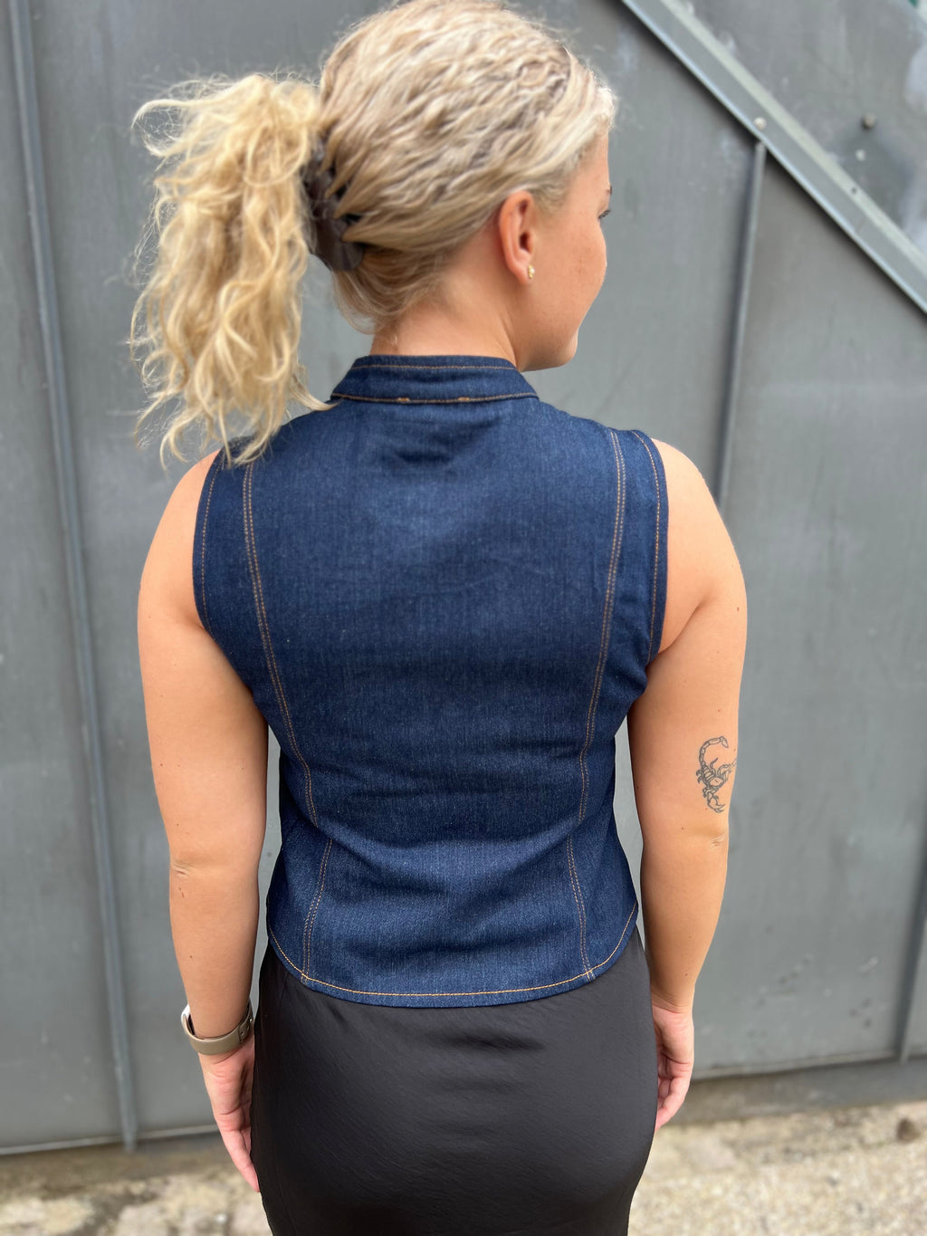 GLOBAL FUNK - TOP - WALEWU PILUE - DARK UNWASHED DENIM