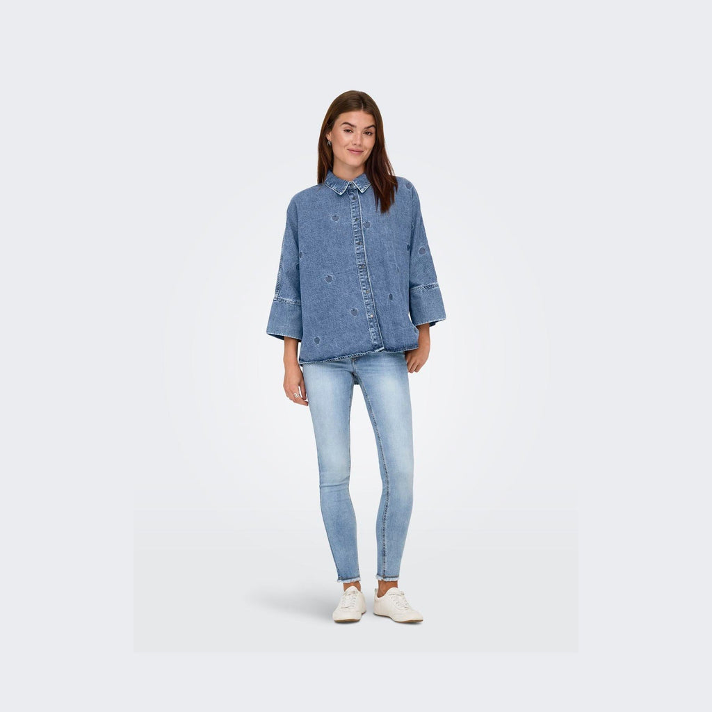 ONLY - SKJORTE - GRACE 15347081 - MEDIUM BLUE DENIM