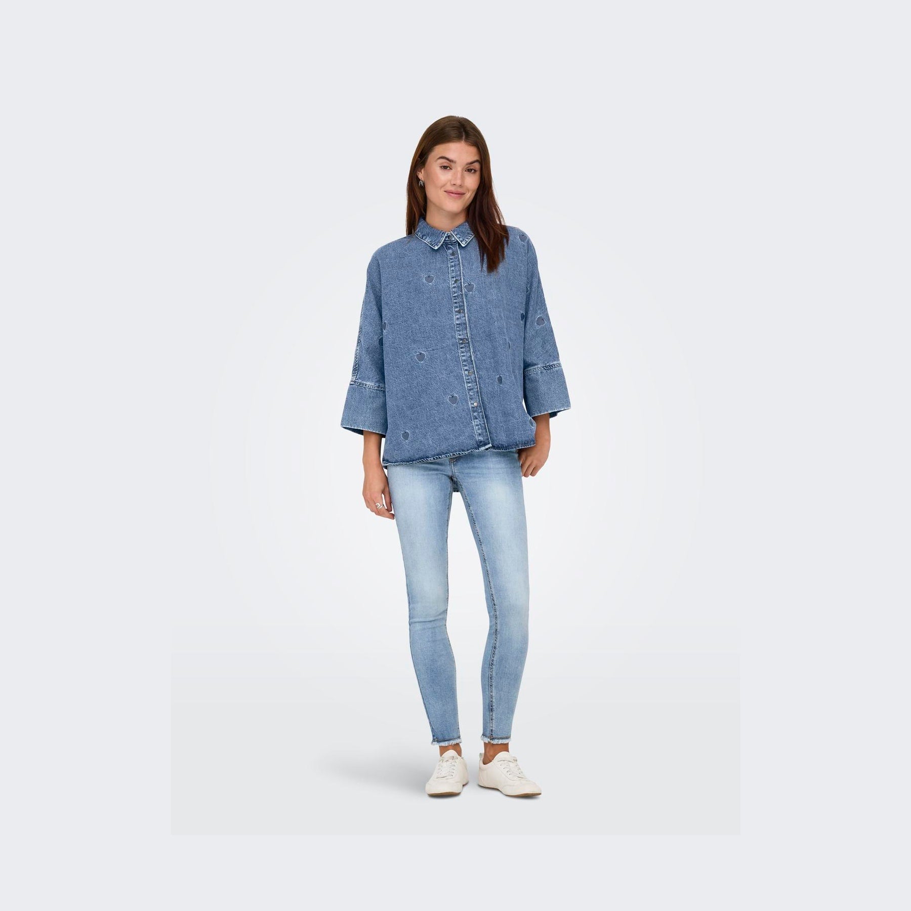 ONLY - SKJORTE - GRACE 15347081 - MEDIUM BLUE DENIM