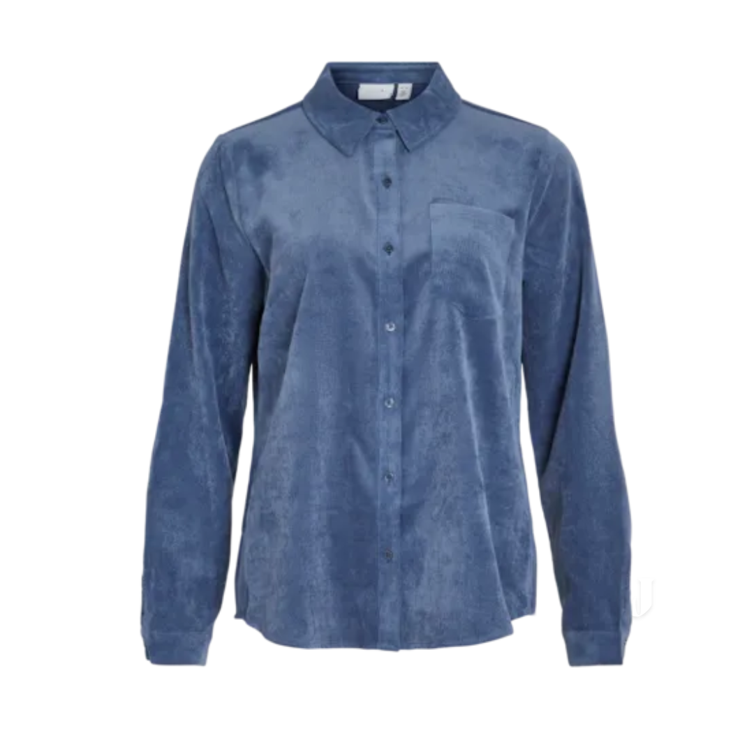 VILA - FLØJL SKJORTE - COURDIE - 14095332 -  BIJOU BLUE