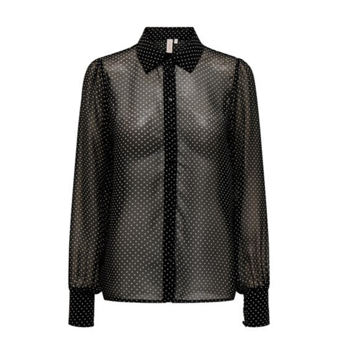 ONLY - SKJORTE - ISABELLA 15273052 - SORT M. HVIDE PRIKKER