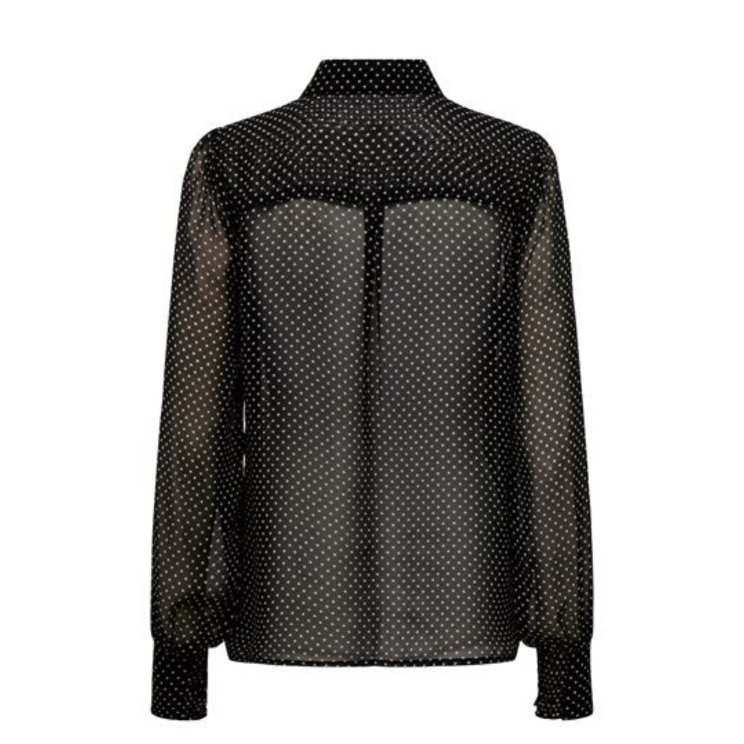 ONLY - SKJORTE - ISABELLA 15273052 - SORT M. HVIDE PRIKKER