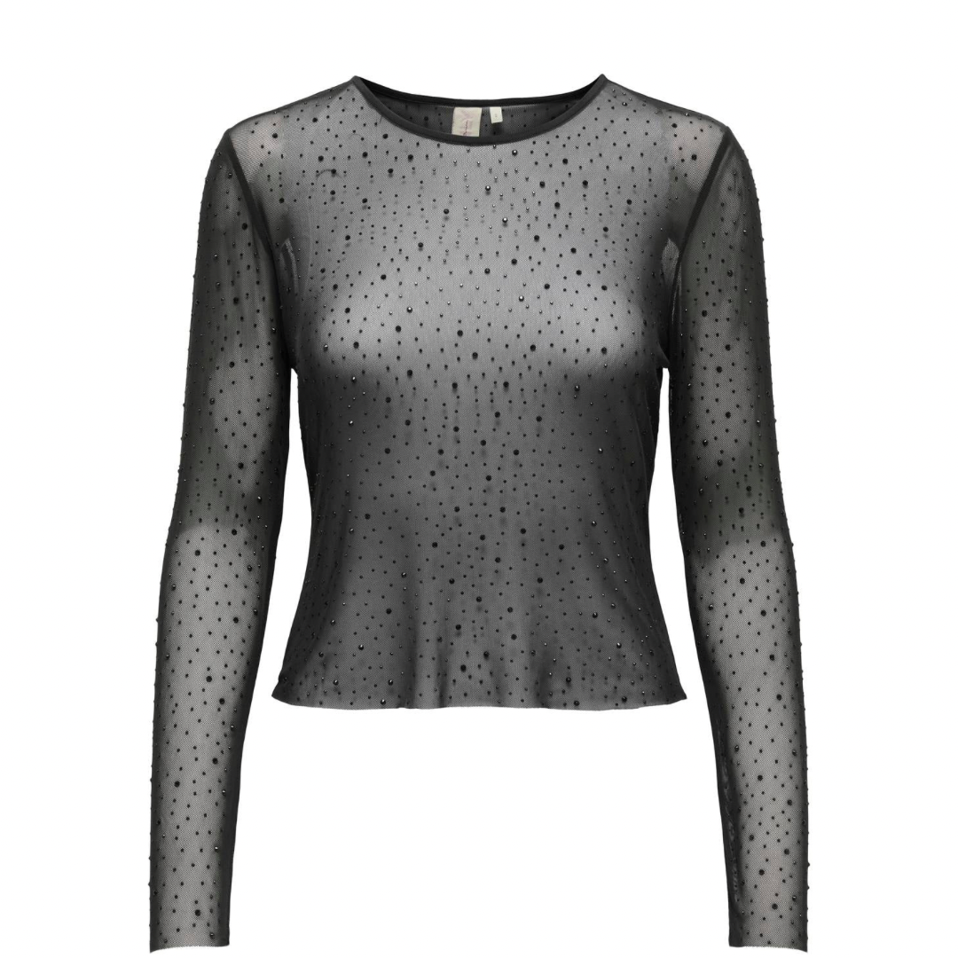ONLY - BLUSE - SIVAL RHINESTON -  15331787 - SORT