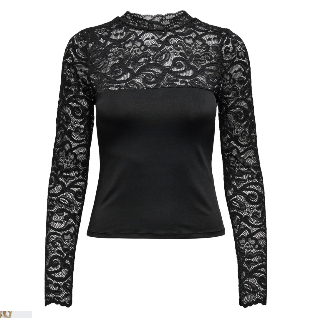 ONLY - BLONDE BLUSE - LIV LACE - 15336274 - SORT