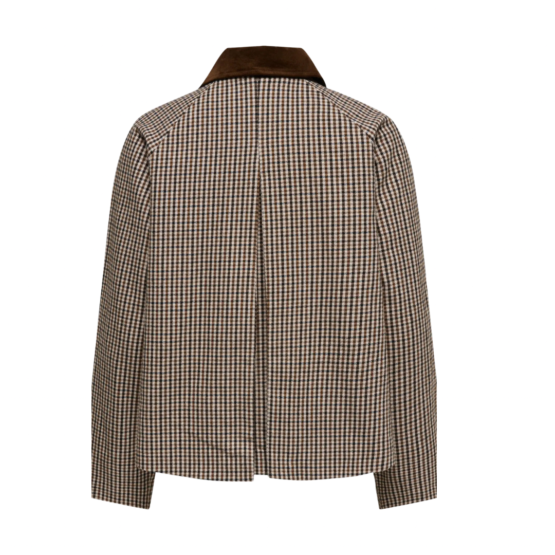 ONLY - JAKKE - MANILLA 15370316 - MOONLIGHT SMALL CHECKS/BROWN/BLACK