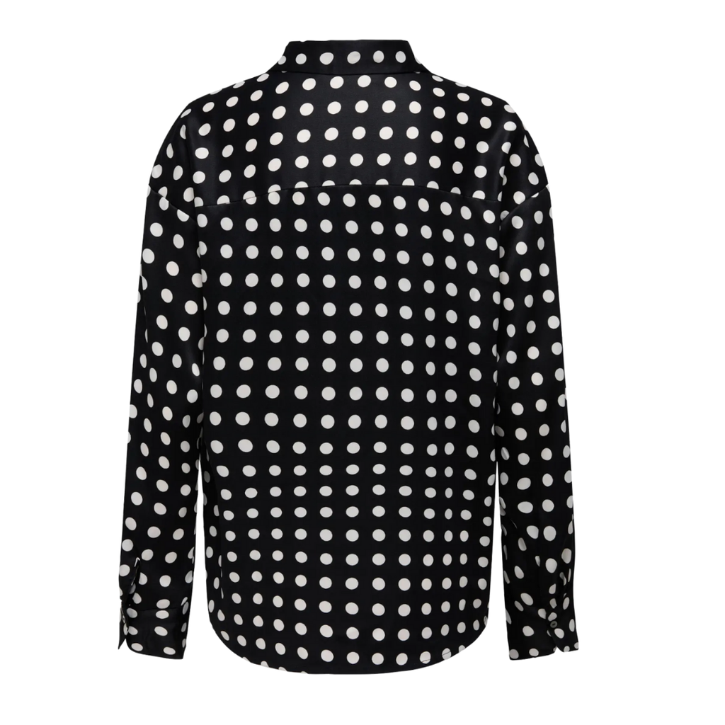 ONLY - SKJORTE - LYDIA SATIN 15368304 - BLACK/WHITE DOTS