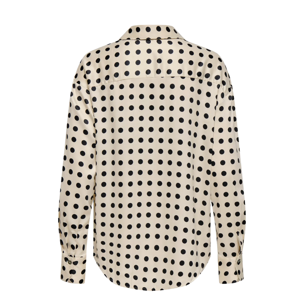 ONLY - SKJORTE - LYDIA SATIN 15368304 - FROSTED ALMOND/BLACK DOTS