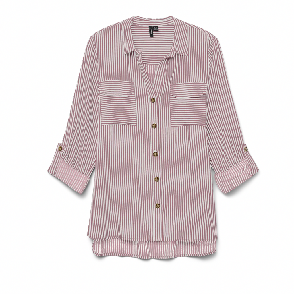 VERO MODA -SKJORTE - BUMPY 10275283 - SNOW WHITE/NOSTALGIA ROSE