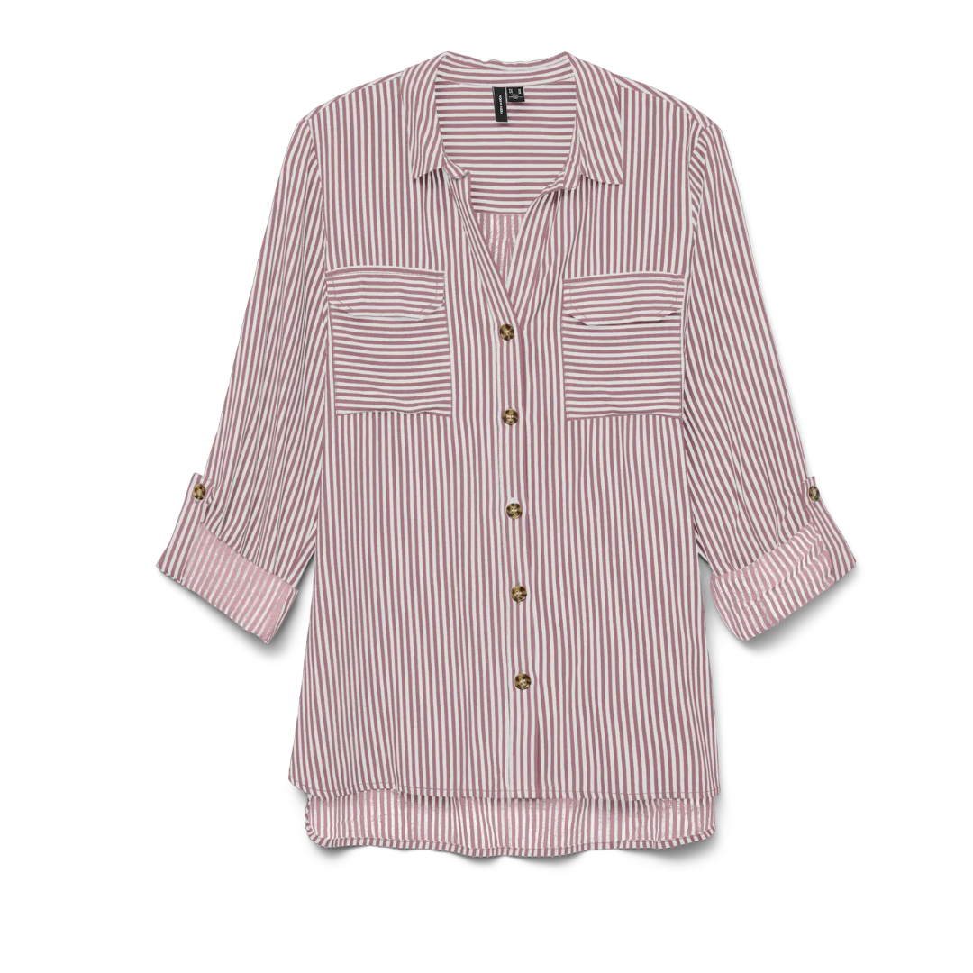 VERO MODA -SKJORTE - BUMPY 10275283 - SNOW WHITE/NOSTALGIA ROSE