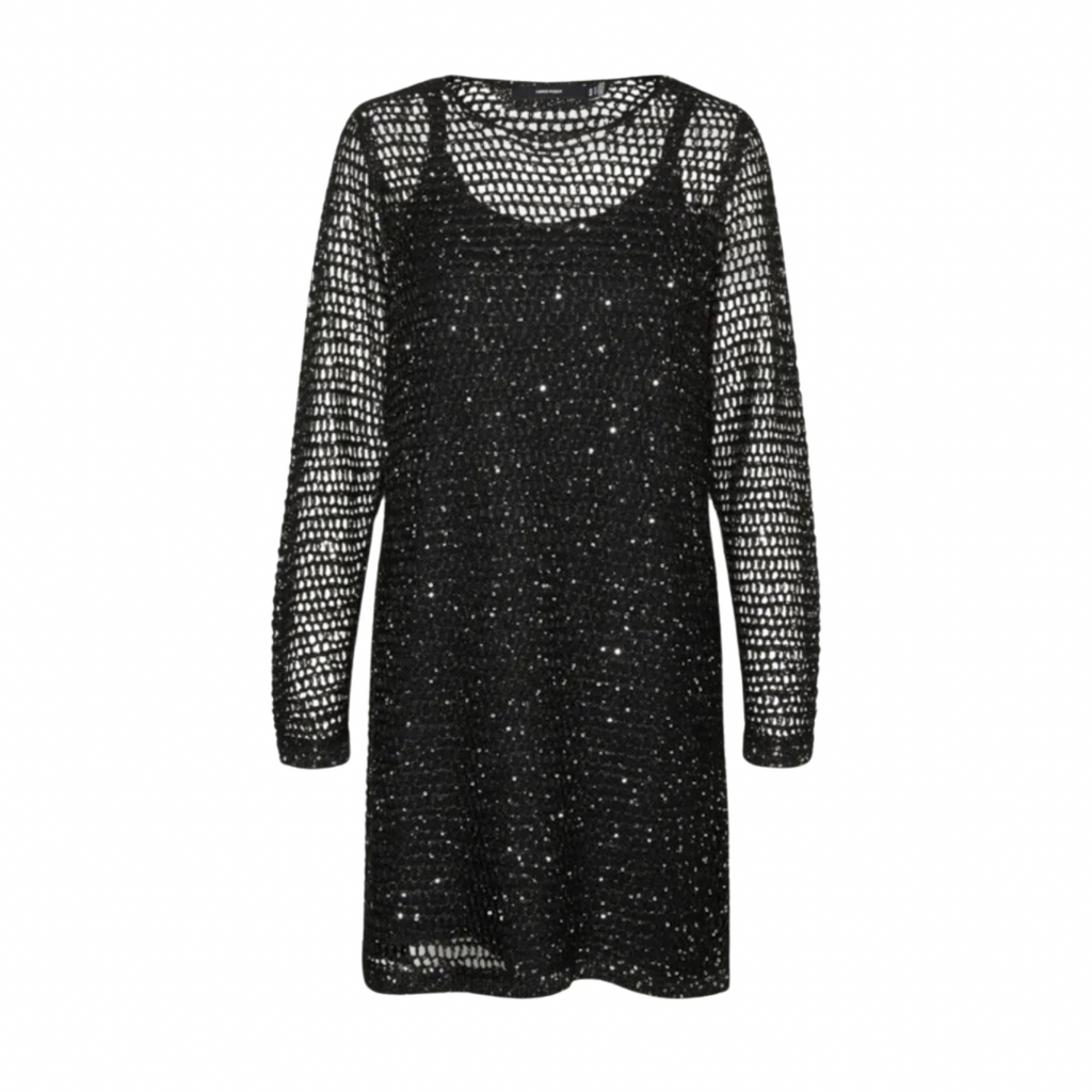 VERO MODA - KJOLE - LEILANI 10318057 - BLACK SEQUINS