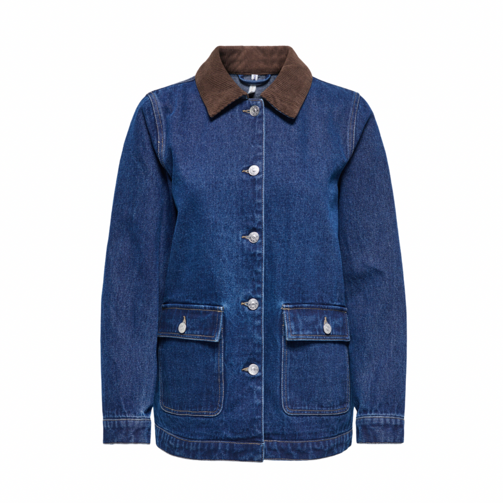 ONLY - DENIMJAKKE - FRANKIE CORD 15359084 - DARK BLUE DENIM