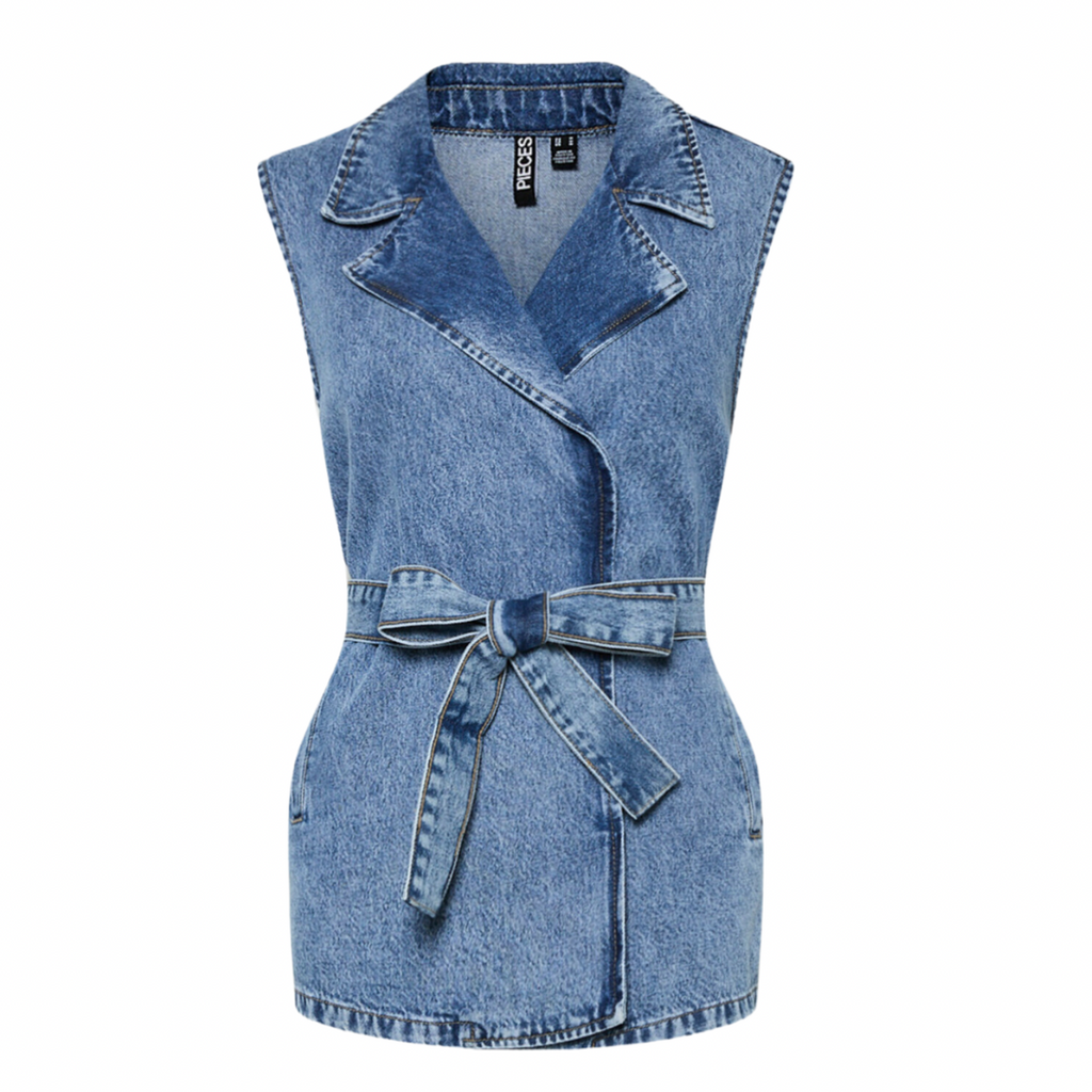 PIECES - VEST - SABINE 17155890 - MEDIUM BLUE DENIM