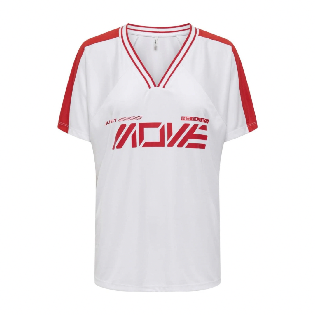 ONLY - TRØJE - BELLA SPORT 15353758 - BRIGHT WHITE MOVE IN RED