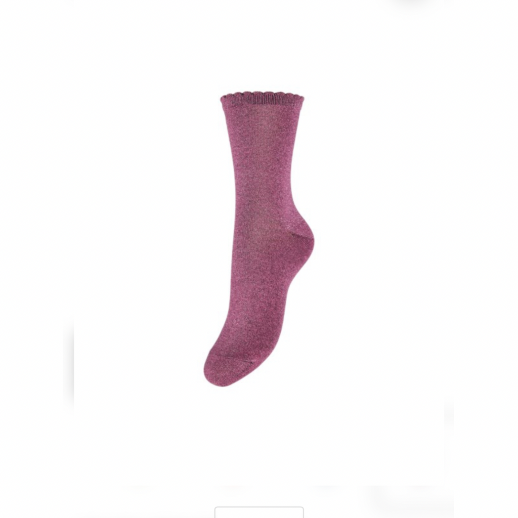 PIECES - GLIMMERSTRØMPE - SEBBY 17078534 - HOT PINK/TONED LUREX