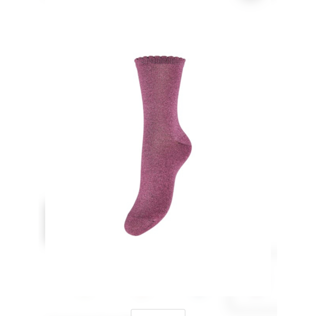 PIECES - GLIMMERSTRØMPE - SEBBY 17078534 - HOT PINK/TONED LUREX