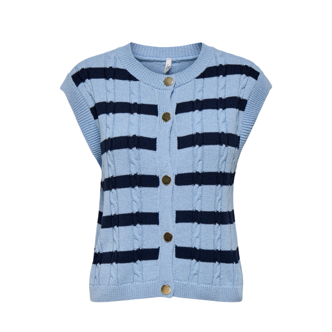 ONLY - VEST - CHICO 15357297 - CASHMERE BLUE STRIPES/DARK NAVY