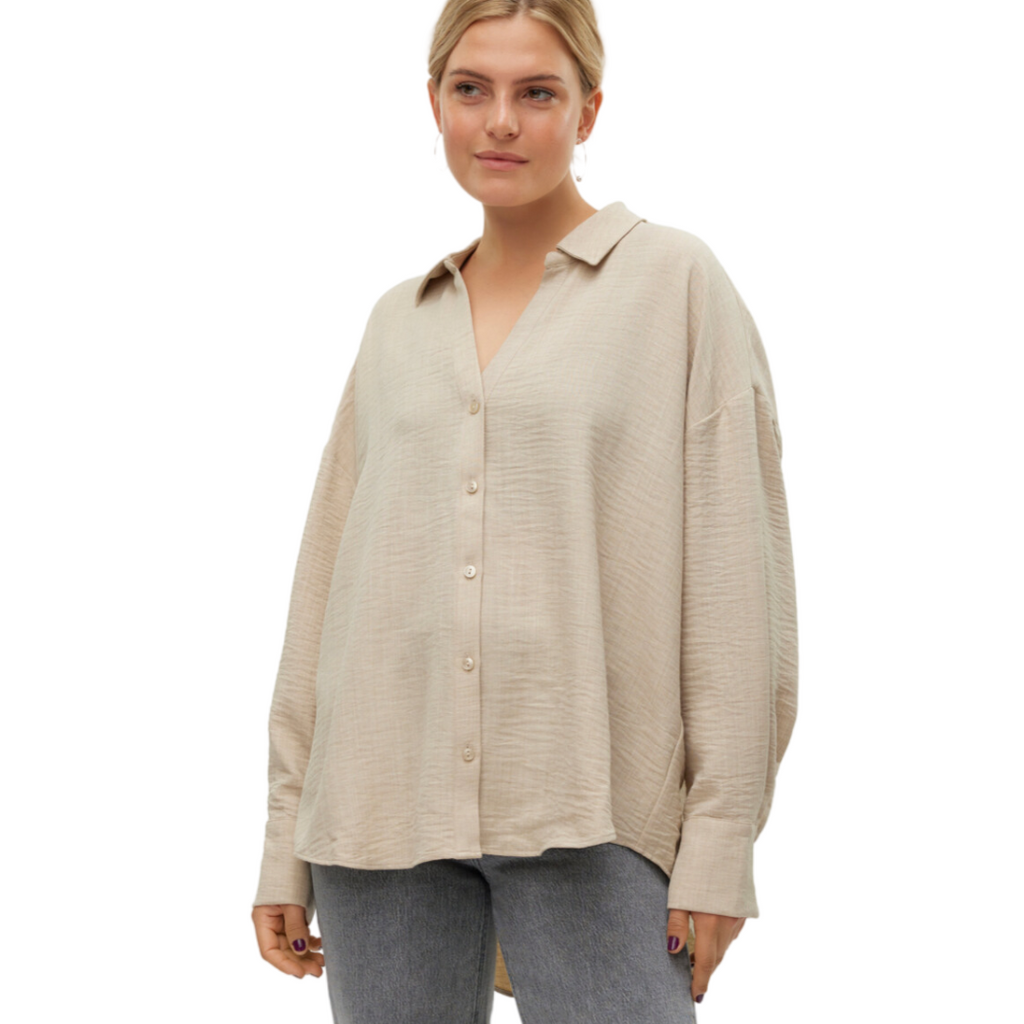 VERO MODA - SKJORTE - MELANEY QUEENY 10316389 - OVERCAST MELANGE