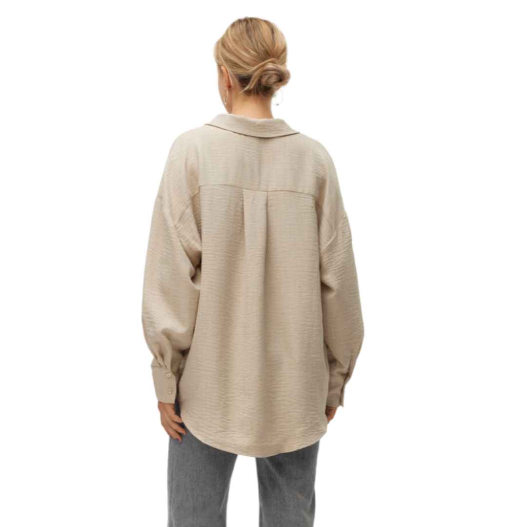 VERO MODA - SKJORTE - MELANEY QUEENY 10316389 - OVERCAST MELANGE